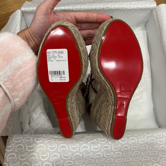 NEW IN BOX Christian Louboutin Chocazeppa Spikes 120 Leather Wedge Sandal - Picture 7 of 11